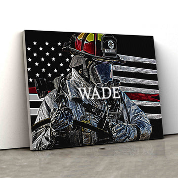 Firefighter Canvas, American Flag Canvas, Custom Name Canvas, Family Canvas, Canvas Wall Art, Gift Canvas