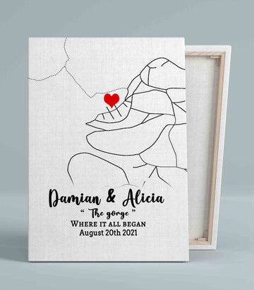 Where It All Began Canvas, Heart Canvas, Couple Canvas, Custom Name Canvas, Canvas Wall Art, Gift Canvas
