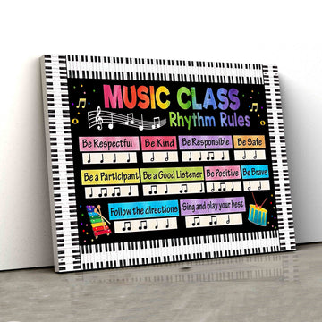 Music Class Rhythm Rules Canvas, Classroom Music Canvas, Canvas Wall Art, Gift Canvas