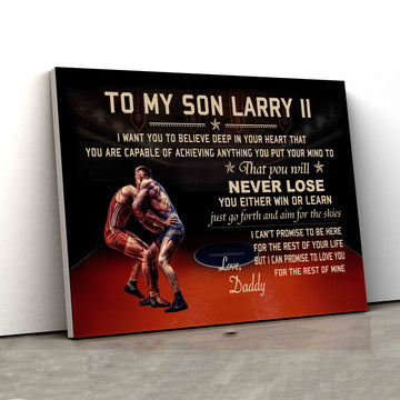 To My Son Canvas, Wrestling Canvas, Family Canvas, Custom Name Canvas, Canvas Wall Art, Gift Canvas