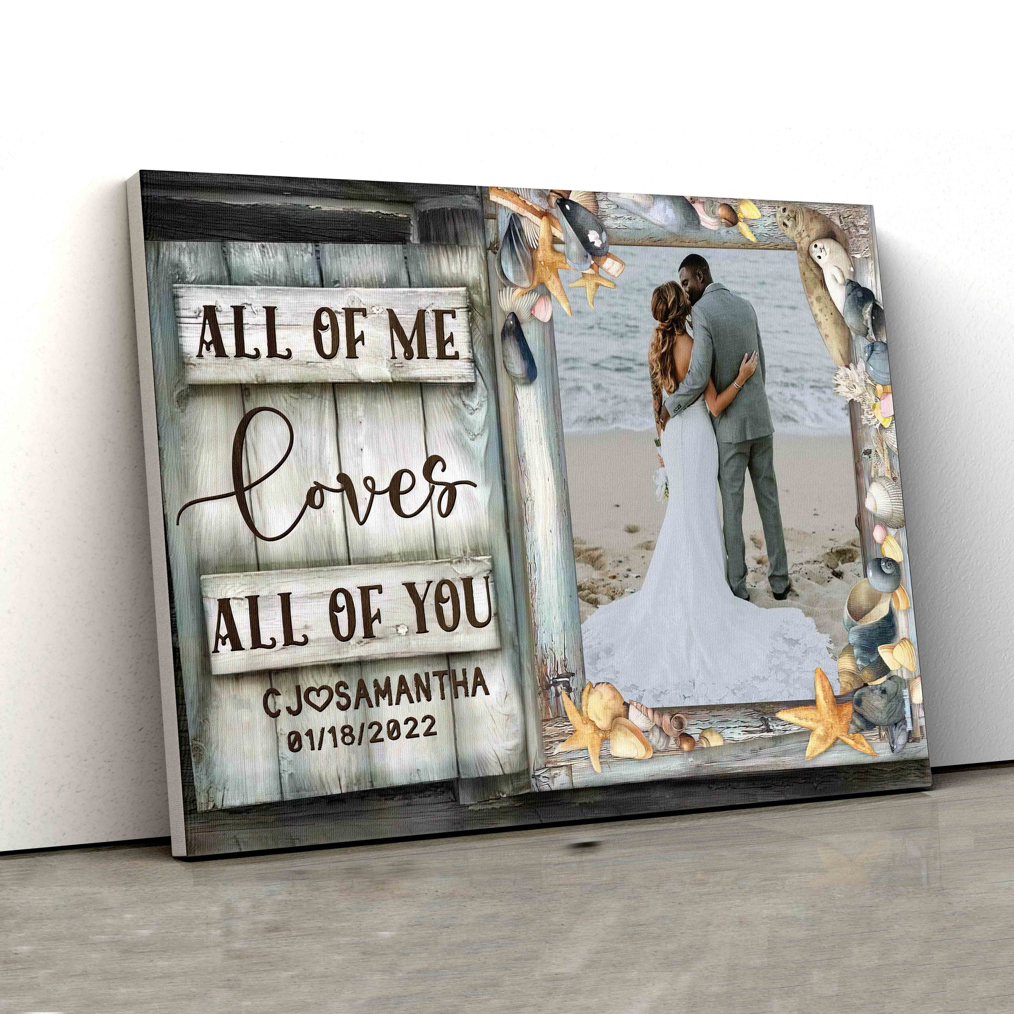 All Of Me Loves All Of You Canvas, Couple Canvas, Custom Image Canvas, Custom Name Canvas, Canvas Wall Art, Gift Canvas