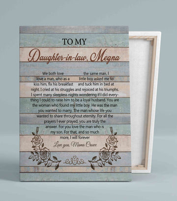 To My Daughter In Law Canvas, Rose Canvas, Family Canvas, Custom Name Canvas, Wall Art Canvas