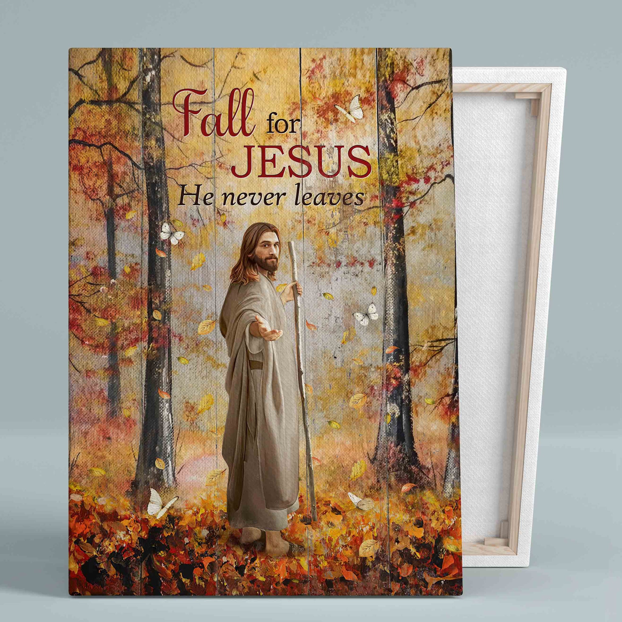 Fall For Jesus Canvas, Autumn Canvas Wall Art, Jesus Canvas, Christian Wall Art Canvas, Canvas Wall Decor