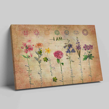 I Am Powerful Creative Magical Love Free Transcendent Divine Yoga Canvas, Yoga Canvas, Canvas Wall Decor