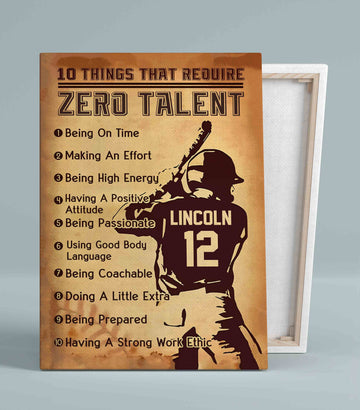 10 Things That Require Zero Talent Canvas, Baseball Canvas, Custom Name Canvas, Canvas Wall Art, Canvas Wall Decor, Gift Canvas
