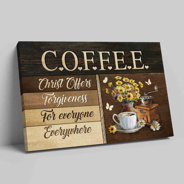 Coffee Canvas, Manual Coffee Grinder Canvas, Daisy Canvas, Butterfly Canvas, Canvas Wall Art, Canvas Wall Decor, Gift Canvas