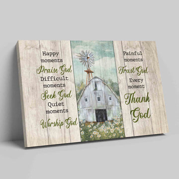 Happy Moments Praise God Canvas, Old Barn Painting On Canvas, Daisy Canvas, Christian Wall Art Canvas, Canvas Wall Decor, Gift Canvas