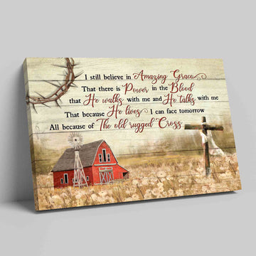 I Still Believe In Amazing Grace Canvas, Red Barn Canvas, Cross Canvas, Christian Wall Art Canvas, Canvas Wall Decor, Gift Canvas
