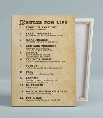 12 Rules For Life Canvas, Motivational Education Canvas, Quote Canvas, Canvas Wall Art, Gift Canvas