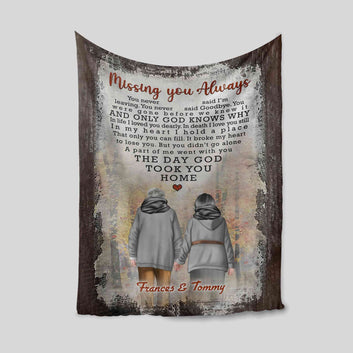 Missing You Always Blanket, Blanket for Wife, Couple Blanket, Custom Name Blanket, Personalized Blankets for Wife