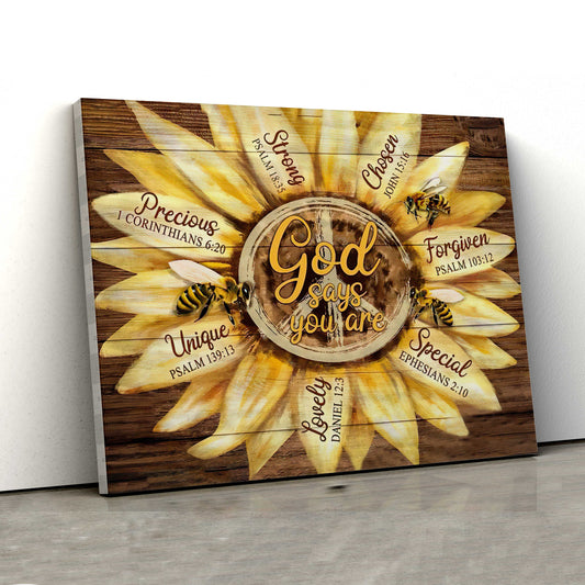 God Says You Are Canvas, The Bees And Peace Symbol Canvas, God Canvas, Wall Art Canvas, Gift Canvas