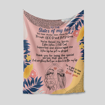 To The Sister Of My Heart Blanket, Family Blanket, Custom Name Blanket, Blanket For Gift