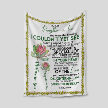 To Our Daughter In Law Blanket, Personalized Name Blanket, Family Blanket, Blanket For Gift
