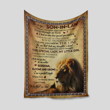 To My Son In Law Blanket, Monogrammed Blanket, Family Blanket, Lion Blanket, Blanket For Gift