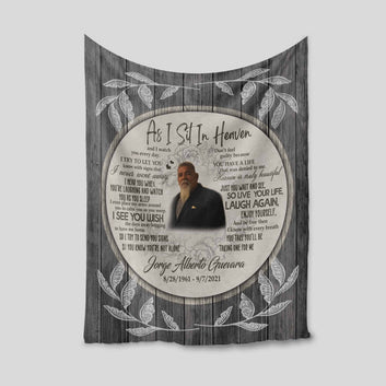 As I Sit In Heaven Blanket, Custom Image Blanket, Memorial Blanket, Family Blanket