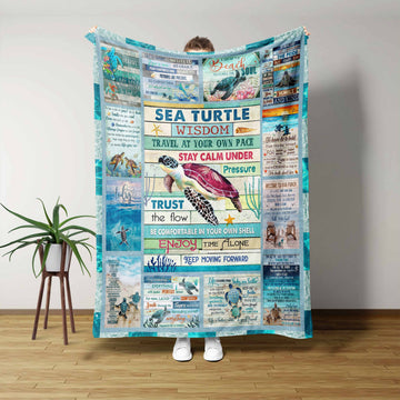 Sea Turtle Wisdom Blanket, Life Quote Blanket, Motivational Blanket, Blanket For Gift