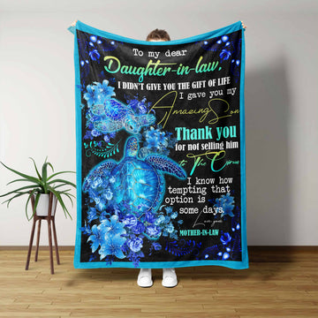 To My Dear Daughter In Law Blanket, Sea Turtle Blanket, Family Blanket, Daughter Blanket