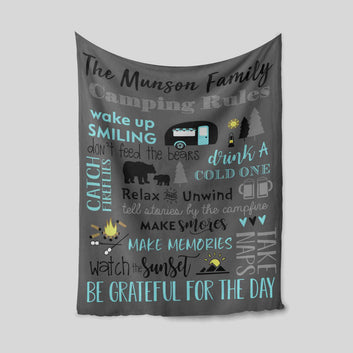 Personalized Name Blanket, Camping Blanket, Family Blanket, Blanket For Gift