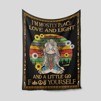 I'm Mostly Peace Love And Light Blanket, Yoga Blanket, Blanket For Yoga Girls