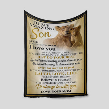 To My Amazing Son Blanket, Lions Blanket, Never Forget That I Love You Blanket, Custom Blanket