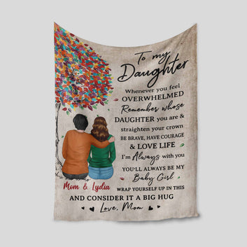 To My Daughter Blanket, Personalized Name Blanket, Family Blanket, Mom To Daughter Blanket