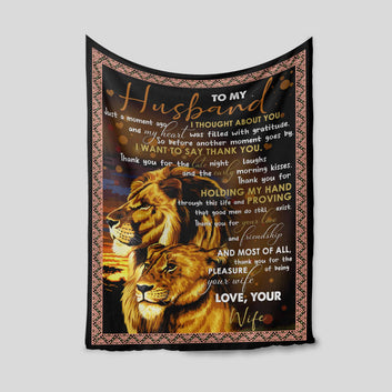 To My Husband Blanket, I Want To Say Thank You Blanket, Lion Blanket, Custom Blanket