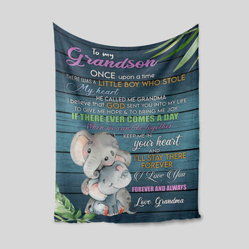 To My Grandson Blanket, Personalized Name Blanket, Elephant Blanket, Family Blanket