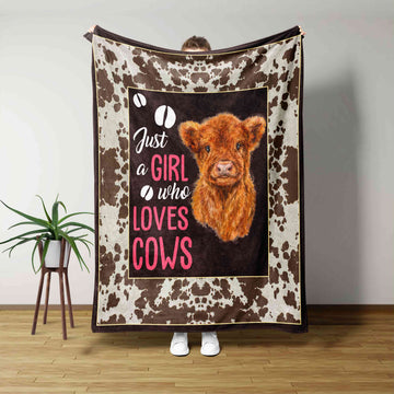 Just A Girl Who Loves Cows Blanket, Cows Blanket, Custom Name Blanket