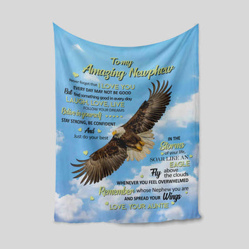 To My Amazing Nephew Blanket, Family Blanket, Eagle Blanket, Custom Blanket