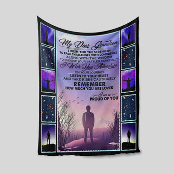 Personalized Name Blanket, My Dear Grandson Blanket, Collage Blanket