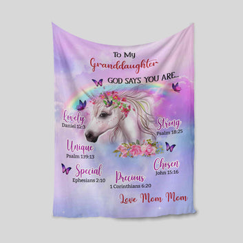 To My Granddaughter Blanket, Unicorn Blanket, Family Blanket, Custom Blanket
