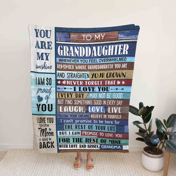 To My Granddaughter Blanket, Monogrammed Blanket, You Are My Sunshine Blanket