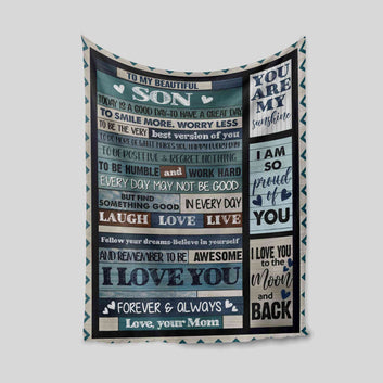 To My Beautiful Son Blanket, You Are My Sunshine Blanket, Family Blanket, Personalized Name Blanket