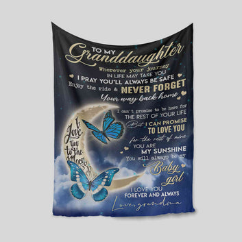 To My Granddaughter Blanket, I Love You To The Moon Blanket, Custom Blanket