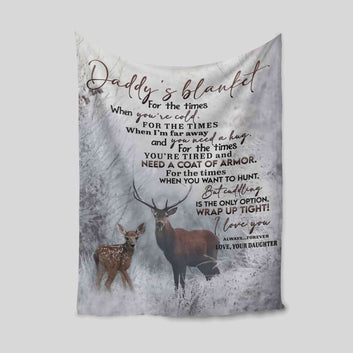 Daddy's Blanket, Family Blanket, Personalized Name Blanket, Deer Blanket