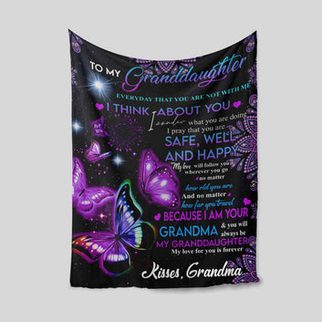 To My Granddaughter Blanket, Family Blanket, Purple Blanket, Custom Name Blanket