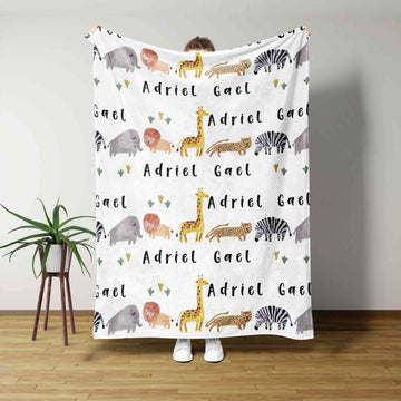 Custom Blanket Baby, Animals Blanket, Baby Name Blanket, Blanket For Kid