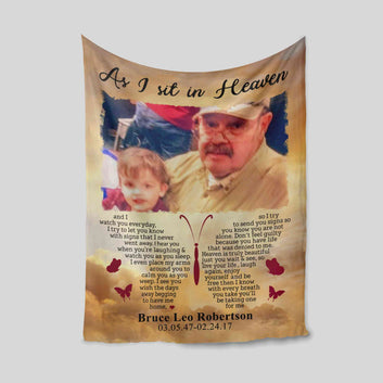 As I Sit In Heaven Blanket, Custom Image Blanket, Memorial Blanket, Family Blanket