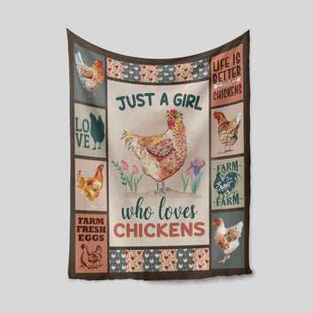 Just A Girl Who Loves Chickens Blanket, Chickens Blanket, Blanket For Girl, Blanket For Gift