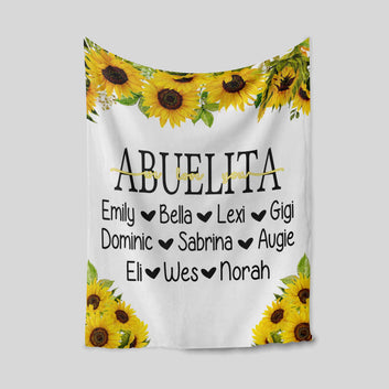 Monogrammed Blanket, Blanket For Gift, Family Blanket, Sunflower Blanket