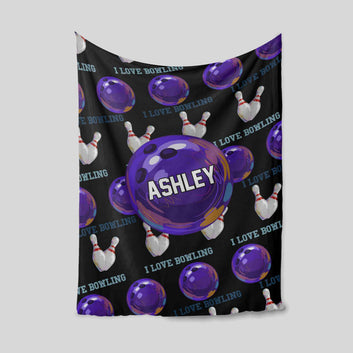 Personalized Name Blanket, Custom Name Blanket, Bowling Lover Blanket, Blanket For Gift