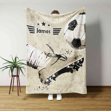 Personalized Name Blanket, Soccer Lover Blanket, Blanket For Gift