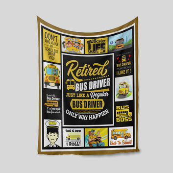 Retired Bus Driver Blanket, Blanket For Bus Driver, Collage Blanket, Blanket For Gift