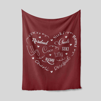 Personalized Name Blanket, Heart Blanket, Blanket For Gift, Family Blanket