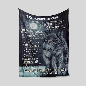 Personalized Name Blanket, To Our Son Blanket, Family Blanket, Wolf Blanket