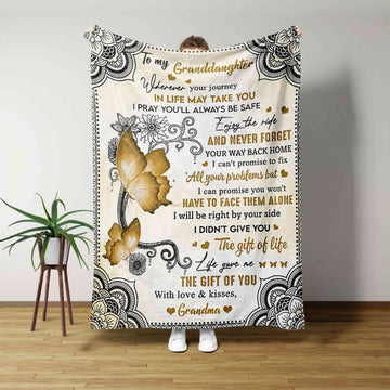 To My Granddaughter Blanket, Family Blanket, Monogrammed Blanket, Blanket For Gift