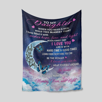 To My Daughter Blanket, Moon Blanket, Custom Name Blanket, Family Blanket, Blanket For Gift
