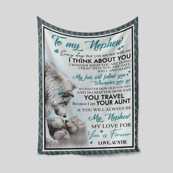 My Nephew Blanket, Wolf Blanket, Custom Name Blanket, Family Blanket, Blanket For Gift