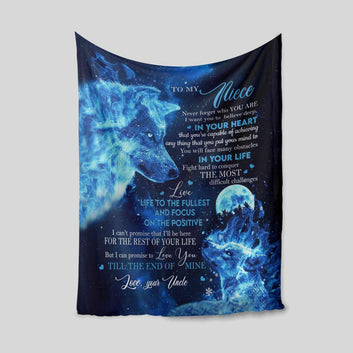 To My Niece Blanket, Wolf Blanket, Custom Name Blanket, Family Blanket, Blanket For Gift
