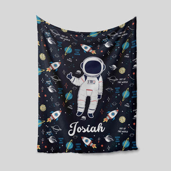 Personalized Name Blanket, Astronaut Blanket, Rocket Blanket, Planet Blanket, Custom Name Blanket, Blanket For Gift
